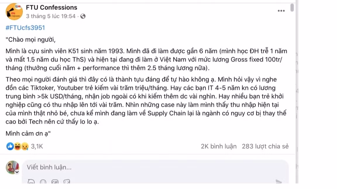 Bài viết "30 tuổi lương 100 triệu có phải là thành tựu đáng tự hào" kéo theo hàng loạt tranh luận (Ảnh chụp lại màn hình). Bài viết "30 tuổi lương 100 triệu có phải là thành tựu đáng tự hào" kéo theo hàng loạt tranh luận (Ảnh chụp lại màn hình).