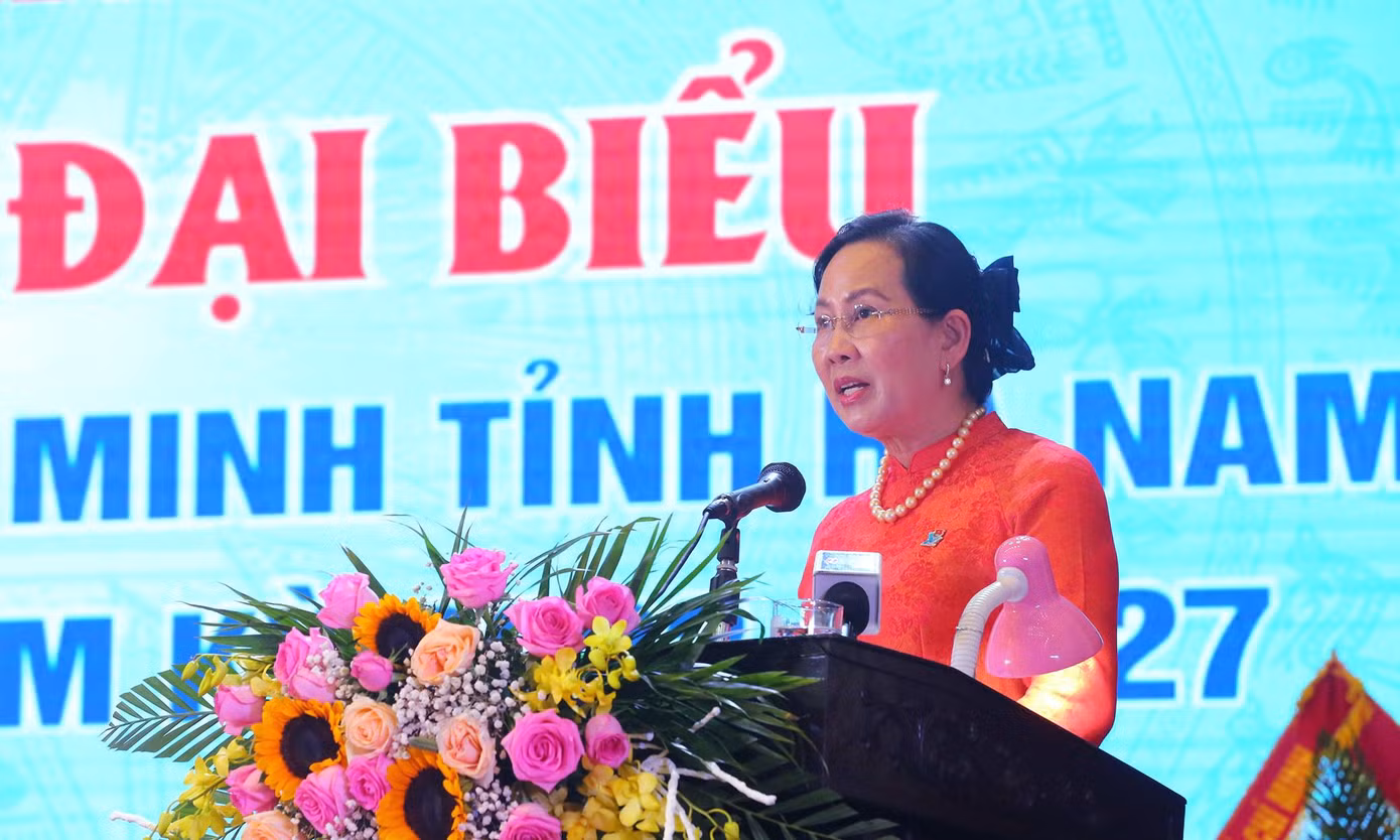 Bà Lê Thị Thủy phát biểu tại Đại hội. Ảnh: Trọng Tài