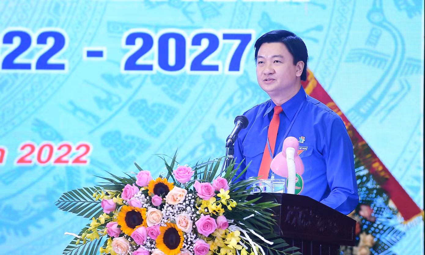 Anh Trần Ngọc Nam phát biểu khai mạc phiên trọng thể Đại hội. Ảnh: Xuân Tùng