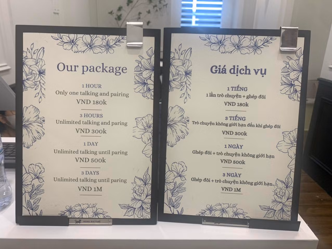 Bảng giá tại quán cà phê "giấu mặt" chỉ thu phí đối với khách nam