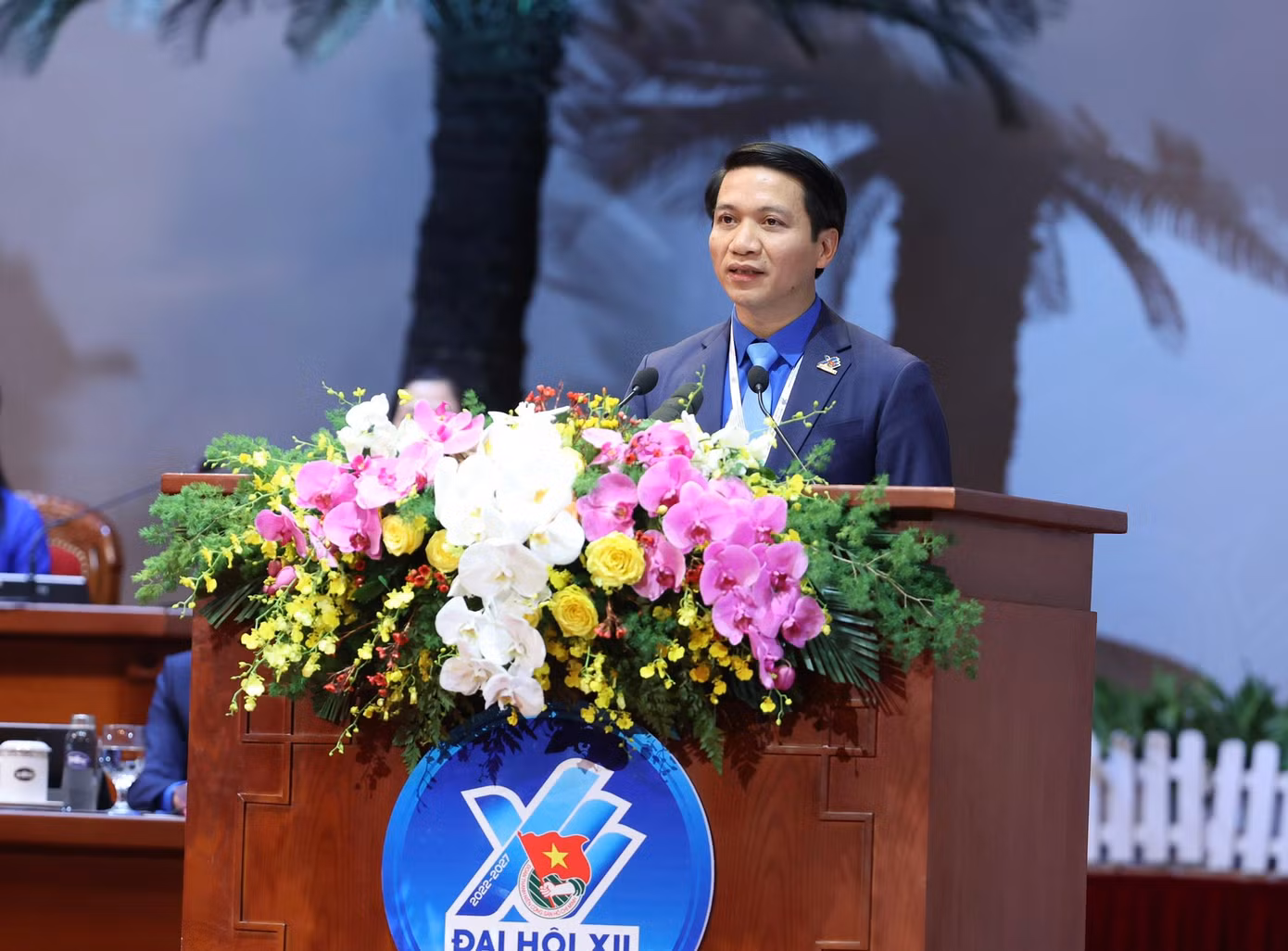 Anh Nguyễn Ngọc Lương, Bí thư Thường trực T.Ư Đoàn khóa XI, Chủ tịch Hội LHTN Việt Nam, trình bày diễn văn khai mạc Đại hội