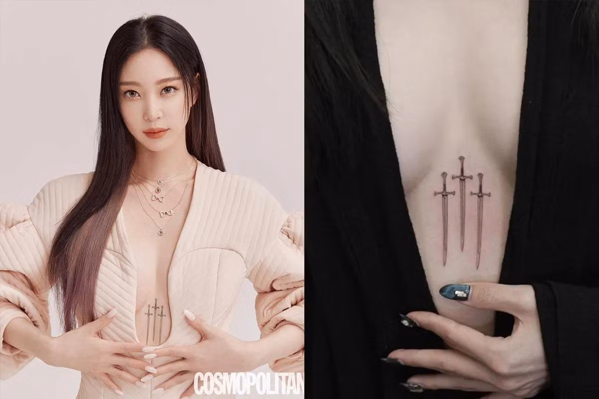 Han Ye Seul là người có tư tưởng phóng khoáng, không ngại làm mới bản thân. Cô có nhiều hình xăm trên người nhưng hầu hết đều ở vị trí kín đáo, không ảnh hưởng đến quá trình quay phim, lên truyền hình. Ảnh: Cosmopolitan.