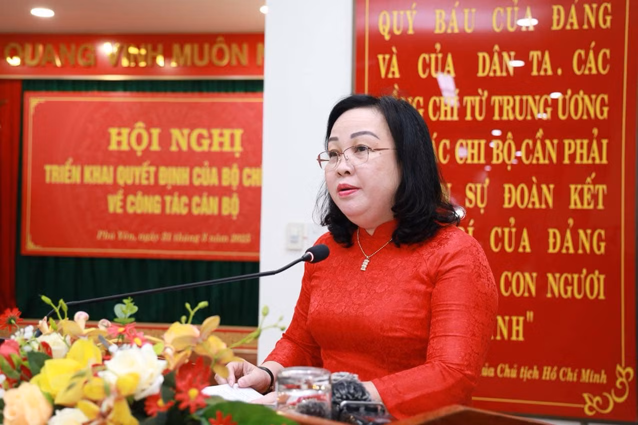 Tân Bí thư Tỉnh ủy Cao Thị Hòa An phát biểu.