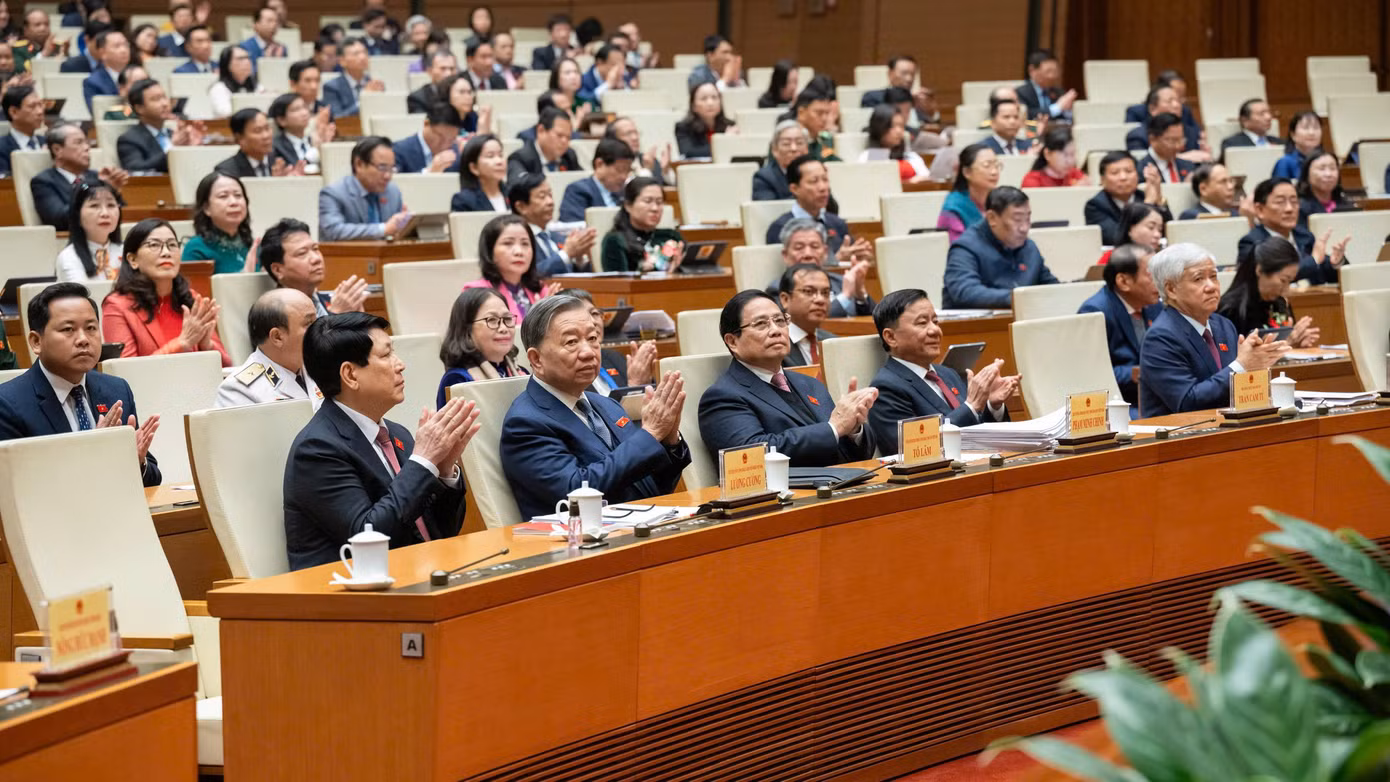 Lãnh đạo Đảng, Nhà nước tại phiên khai mạc kỳ họp bất thường lần thứ 9. Ảnh: QH