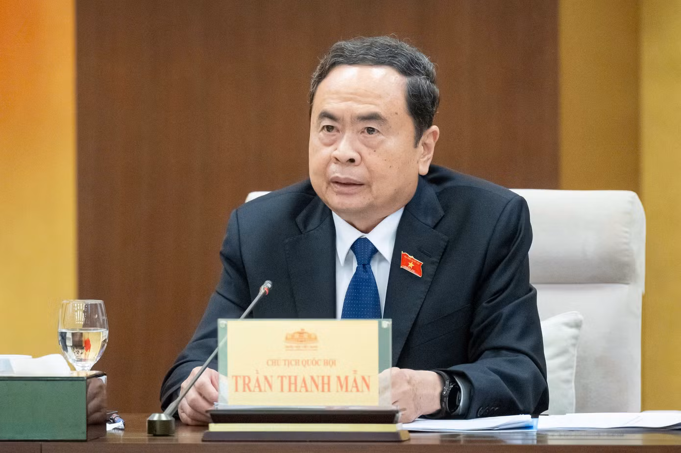 Chủ tịch Quốc hội Trần Thanh Mẫn phát biểu tại phiên họp. Ảnh: QH Chủ tịch Quốc hội Trần Thanh Mẫn phát biểu tại phiên họp. Ảnh: QH