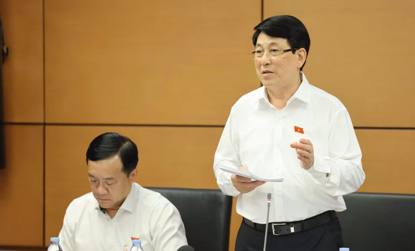 Chủ tịch nước Lương Cường phát biểu tại phiên thảo luận. (Ảnh: Như Ý)