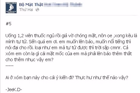 Trang Facebook mới mỉa mai việc nữ sinh Phan U.N tự tử - (Ảnh chụp từ facebook). Trang Facebook mới mỉa mai việc nữ sinh Phan U.N tự tử - (Ảnh chụp từ facebook)