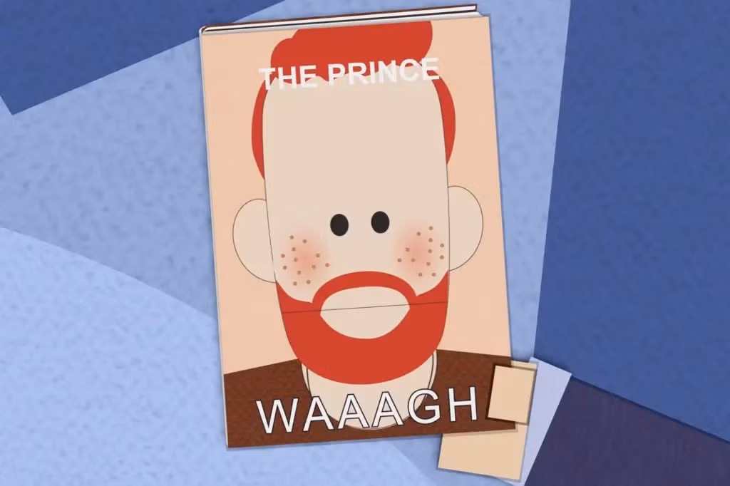 Cuốn sách của hoàng tử hoạt hình có bìa gần giống cuốn hồi ký Spare của Harry. Ảnh: South Park.