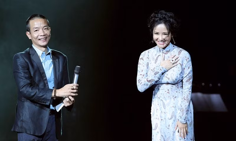 Nhạc sỹ Nguyễn Vĩnh Tiến và ca sĩ Hồng Nhung trong đêm nhạc của anh (Ảnh: Internet)