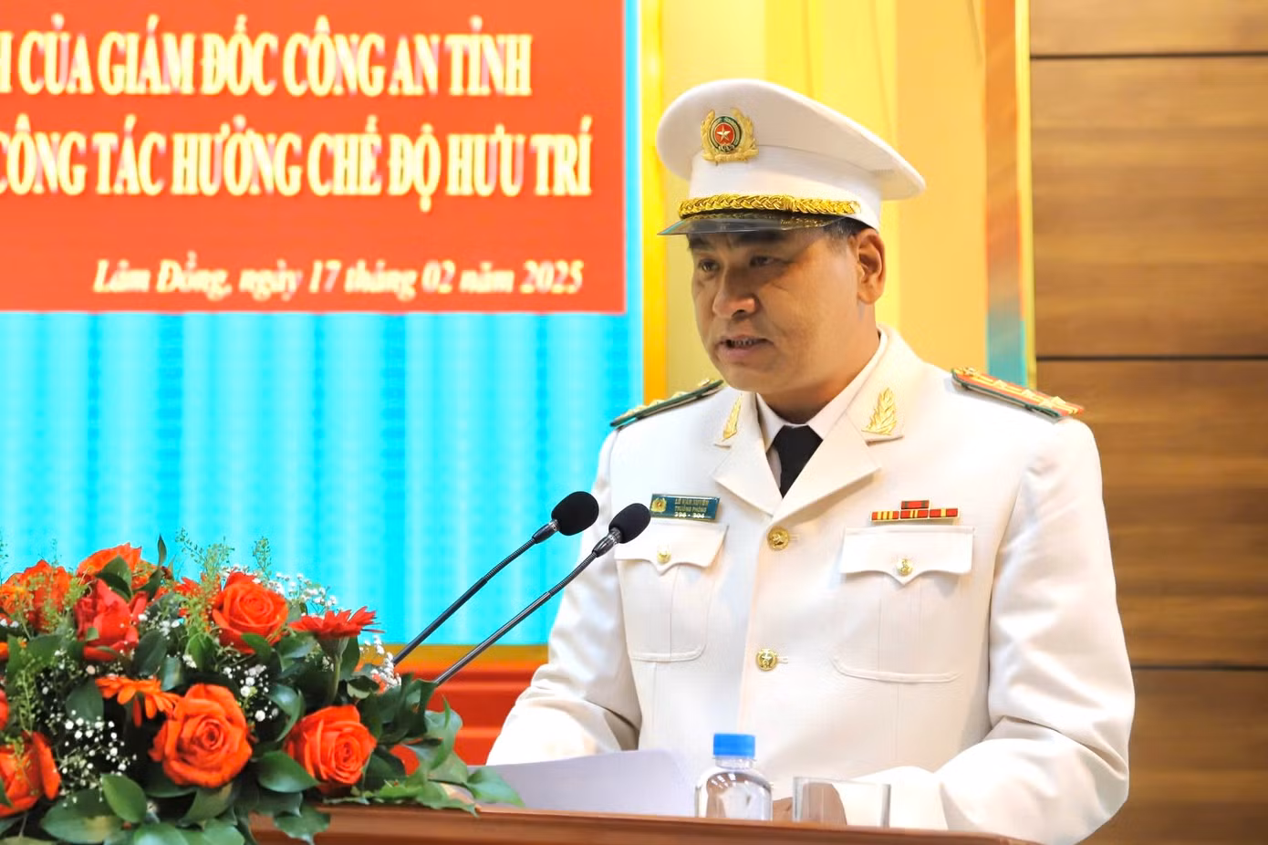 Đại tá Lê Văn Xuyên - Trưởng Phòng An ninh nội bộ phát biểu.