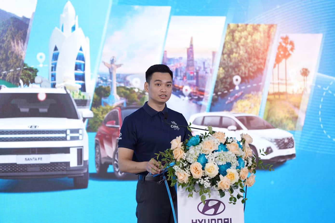 Ông Ngô Tiến Đạt - Phó tổng giám đốc Hyundai Thành Công Việt Nam phát biểu tại sự kiện. Ảnh: HTV