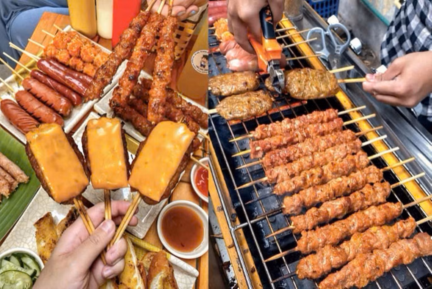 Các loại xiên nướng không đảm bảo an toàn bán đầy đường phố