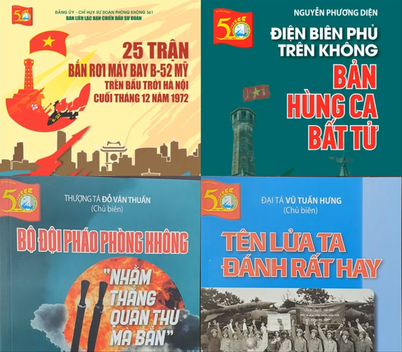 Những cuốn sách quý về “Hà Nội - Điện Biên Phủ trên không” Ảnh: KỲ SƠN.