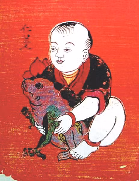 Tranh Tết làng Kim Hoàng; Tranh Nghê Ảnh: Tư liệu; Tranh gà (từ trên xuống dưới, từ trái sang phải)