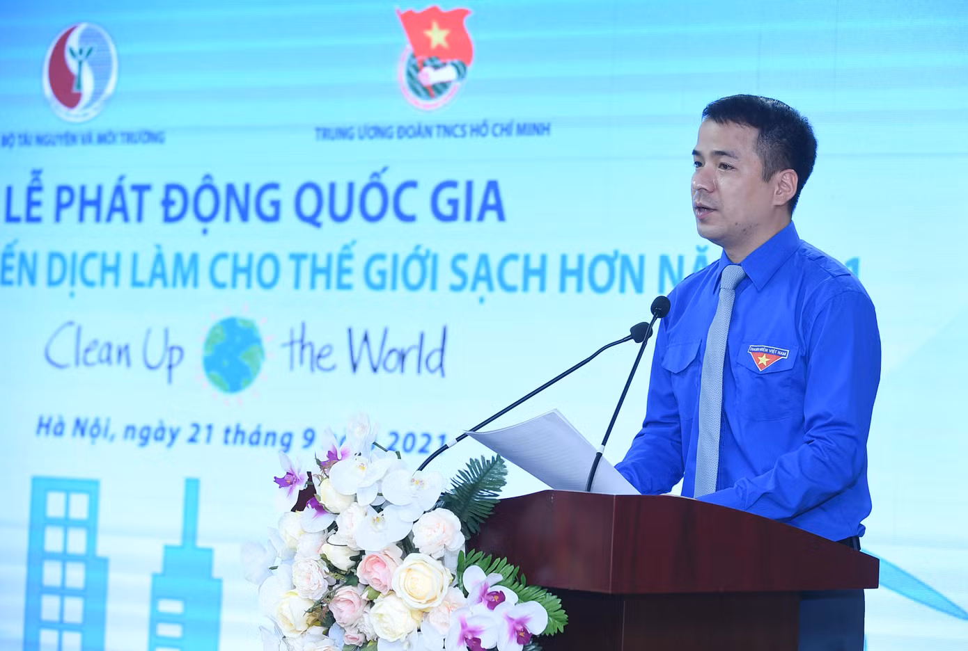 Bí thư T.Ư Đoàn Ngô Văn Cương phát biểu tại chương trình. Ảnh: Xuân Tùng