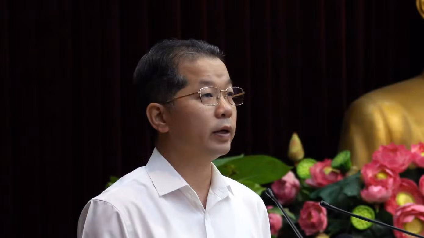 Ông Nguyễn Văn Quảng - Bí thư Thành ủy Đà Nẵng - phát biểu tại hội nghị.
