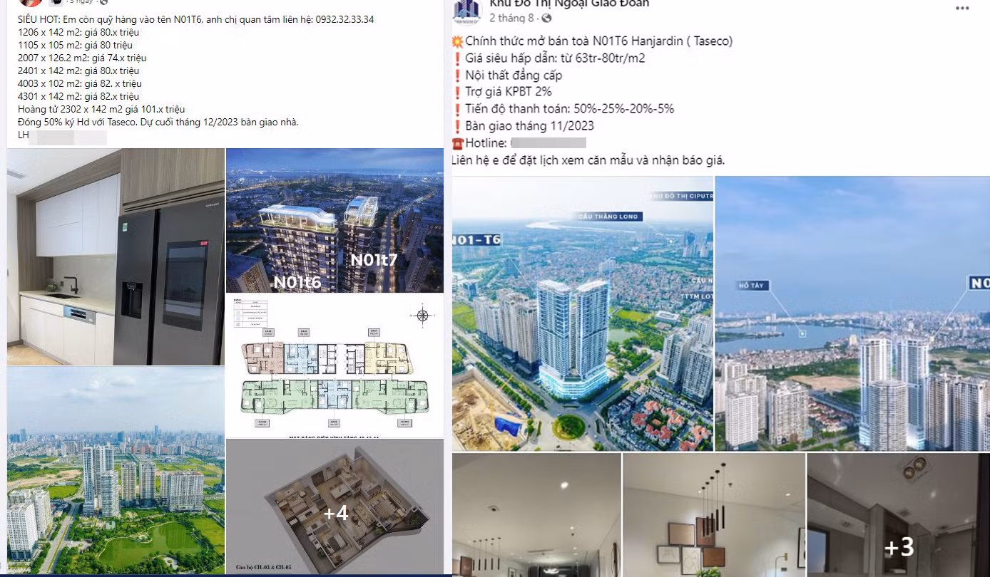 Trong khi chủ nhà và một số môi giới rao bán căn hộ tại dự án Ngoại giao Đoàn trong khoảng 45 - 55 triệu đồng/m2 thì không ít môi giới rao bán ở mức 80 - 101 triệu đồng/m2 và mức giá ngày càng tăng.