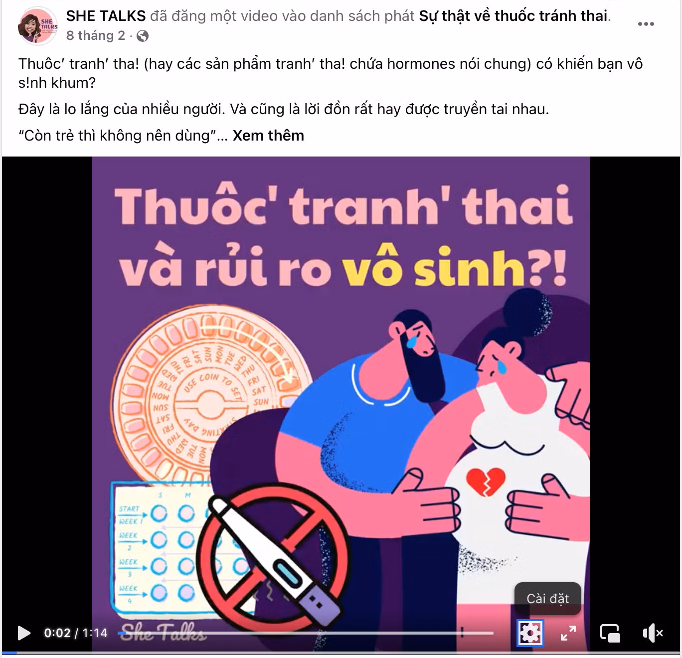 Một số bài đăng về nội dung Giáo dục Giới tính đăng trên page She Talks.