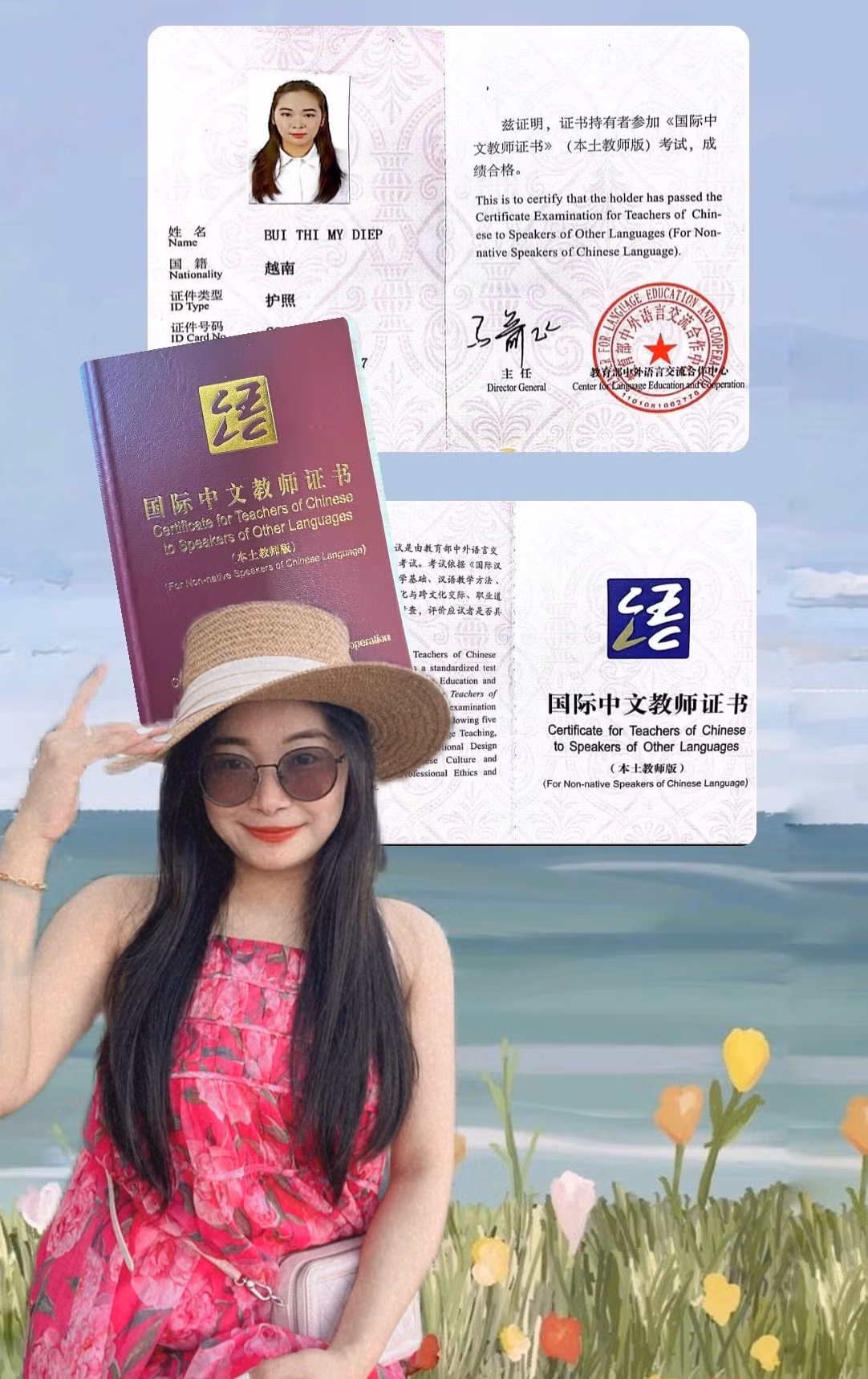 Tháng 9 tới cô sẽ sang Trung Quốc học 2 năm thạc sĩ ngành Giáo dục Hán ngữ quốc tế tại trường Đại Học Thượng Hải với học bổng toàn phần.