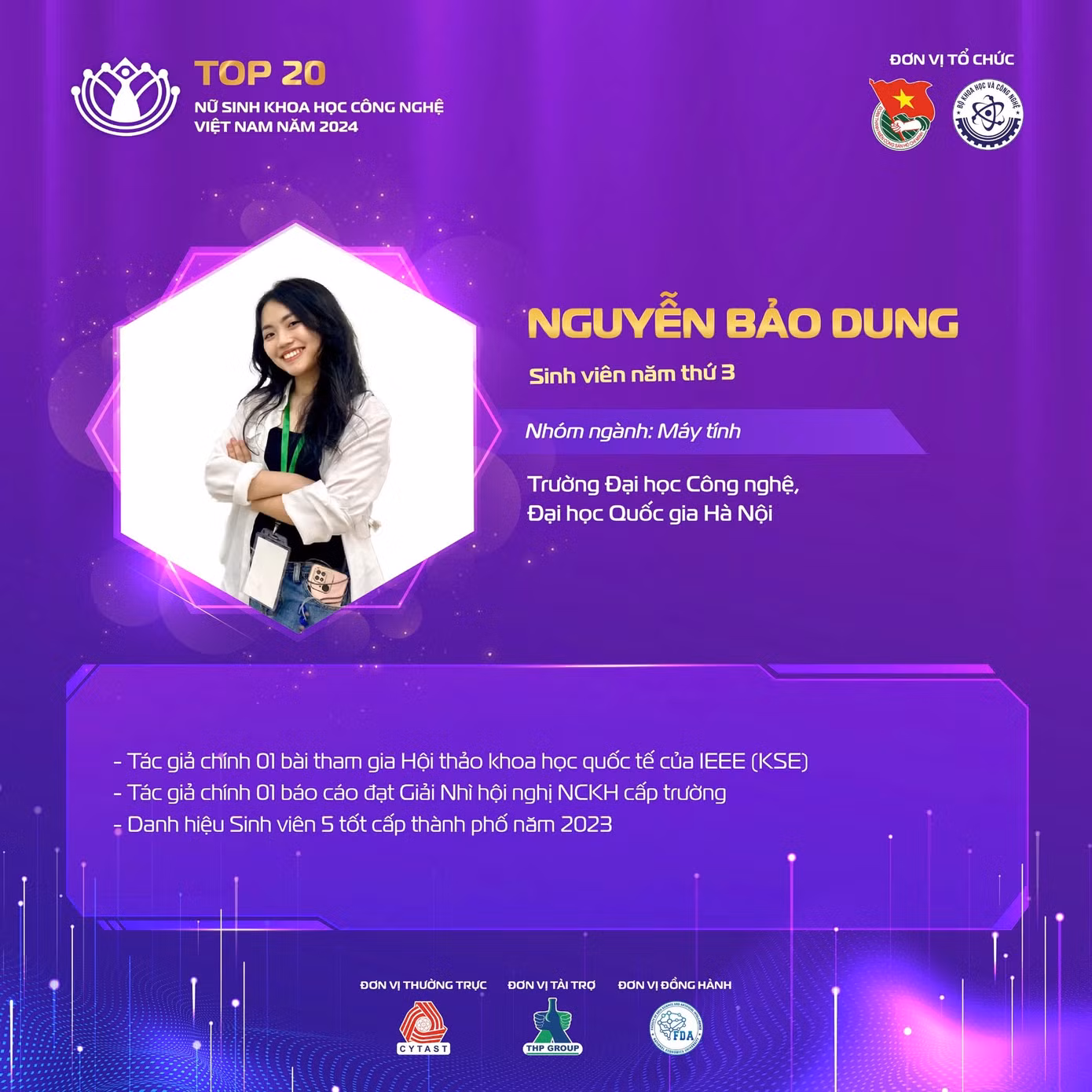 Nguyễn Bảo Dung đến từ Trường Đại học Công nghệ, Đại học Quốc gia Hà Nội.