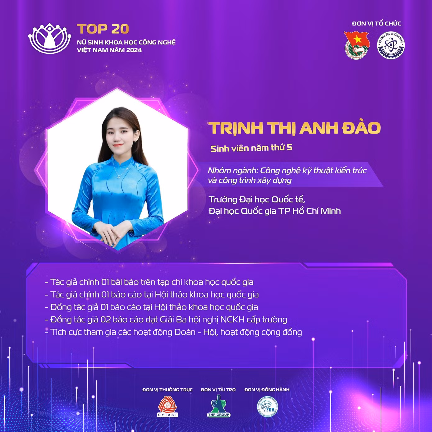 Nữ sinh Trịnh Thị Anh Đào có nhiều công bố khoa học trong nước.