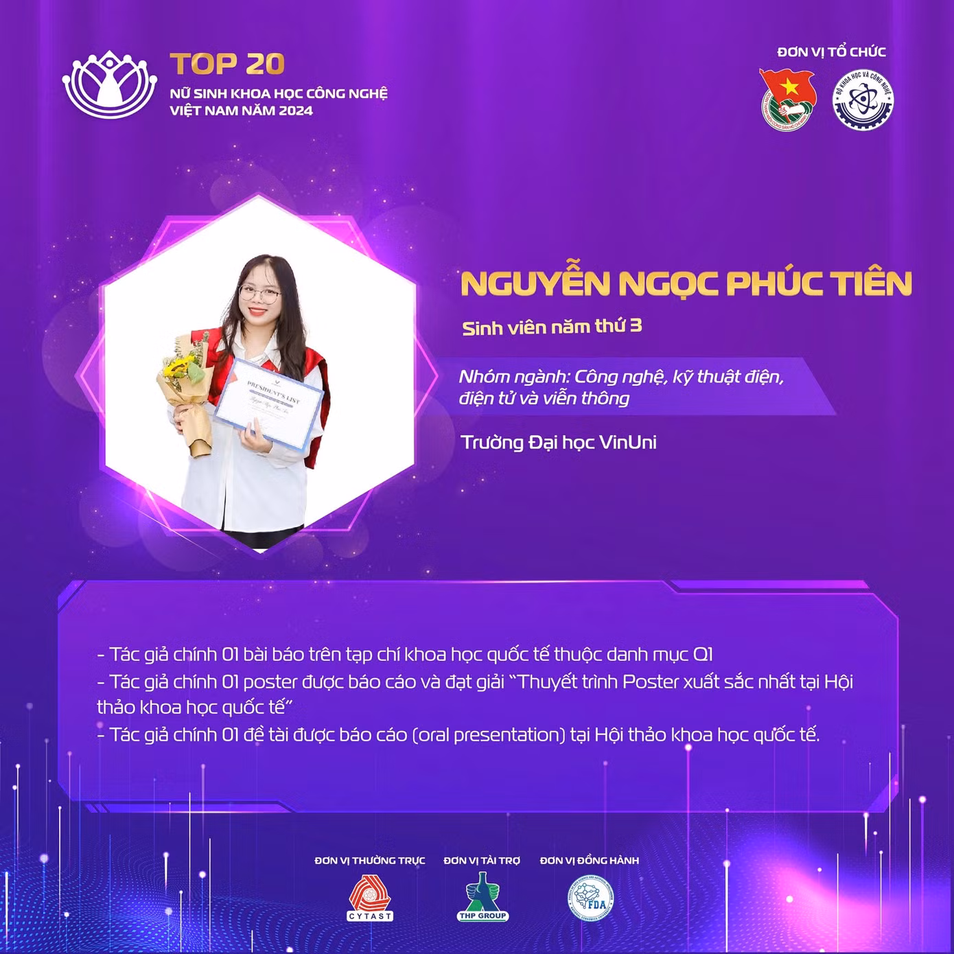 Nữ sinh Nguyễn Ngọc Phúc Tiên đến từ Trường Đại học VinUni.