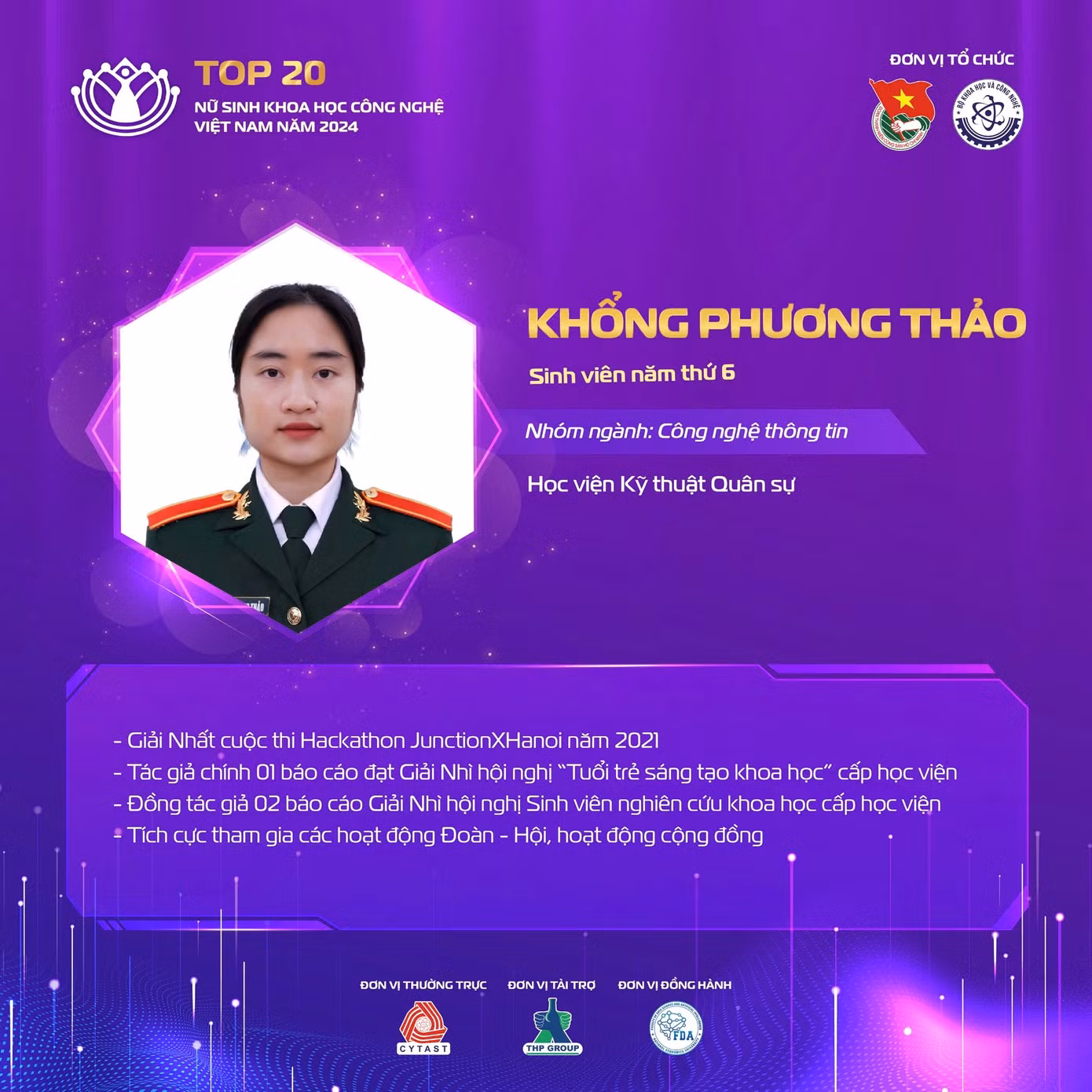 "Bóng hồng" của Học viện Kỹ thuật Quân sự có nhiều thành tích nổi bật trong lĩnh vực công nghệ thông tin.