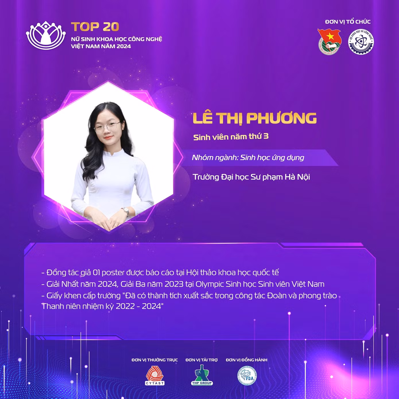 Nữ sinh Lê Thị Phương đến từ Trường Đại học Sư phạm Hà Nội.