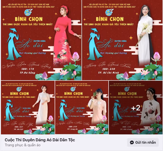 Các đối tượng đưa ra các thông tin giả về cuộc thi "Duyên dáng áo dài dân tộc" để lừa đảo. Các đối tượng đưa ra các thông tin giả về cuộc thi "Duyên dáng áo dài dân tộc" để lừa đảo.