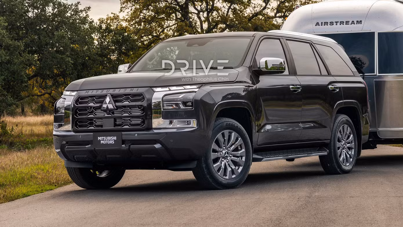 Bản dựng dự đoán thiết kế của Mitsubishi Pajero Sport với nhiều nét tương đồng với dòng bán tải Triton. Ảnh: Drive.