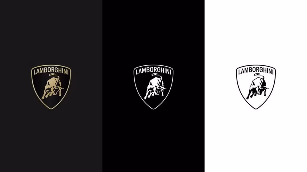 Logo Lamborghini mới sẽ được sử dụng bổ sung tông màu đen trắng luân phiên.