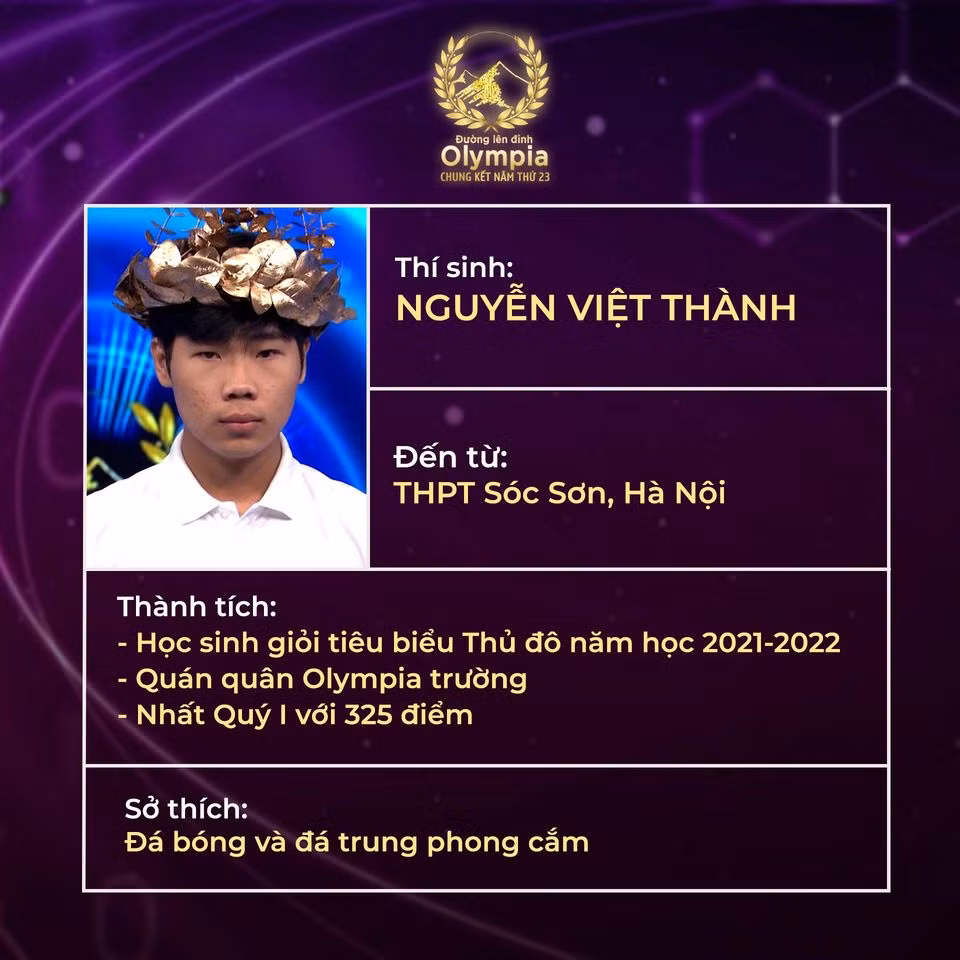 Việt Thành có khoảng 10 tháng để ôn tập và chuẩn bị cho trận Chung kết năm sắp tới. Ảnh: Fanpage Đường Lên Đỉnh Olympia