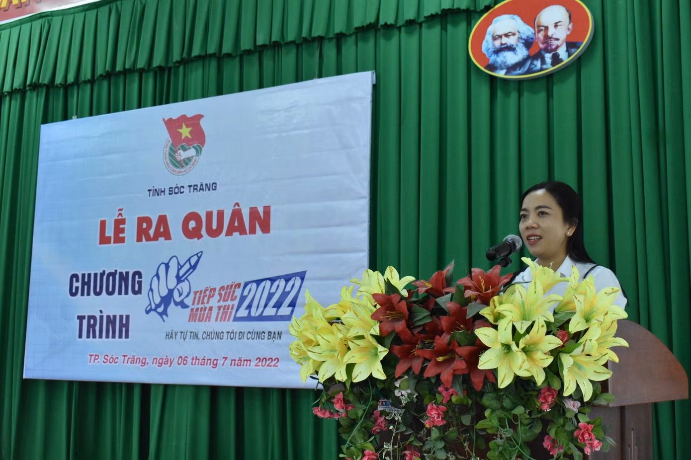 Chị Triệu Thị Ngọc Diễm, Bí thư Tỉnh Đoàn Sóc Trăng phát biểu. - Ảnh: TĐ ST