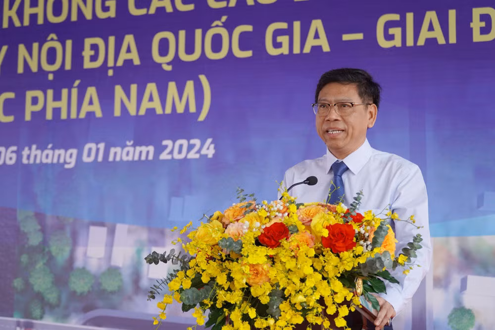 Thứ trưởng Bộ GTVT Nguyễn Xuân Sang phát biểu tại buổi lễ. Ảnh: ĐH