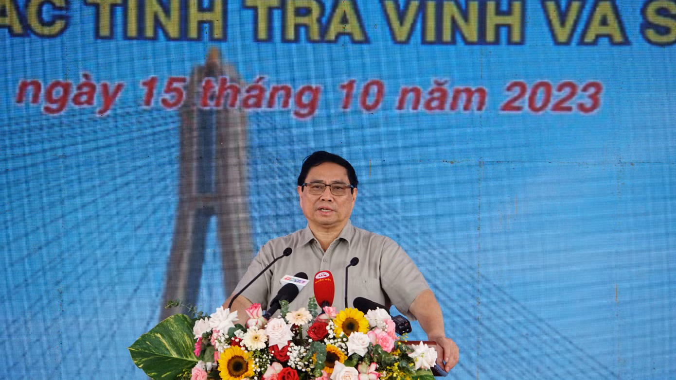 Thủ tướng Chính phủ Phạm Minh Chính phát biểu tại lễ khởi công. Ảnh: Hòa Hội.