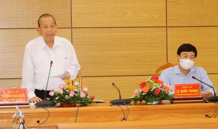 Phó Thủ tướng thường trực Trương Hoà Bình phát biểu tại buổi làm việc