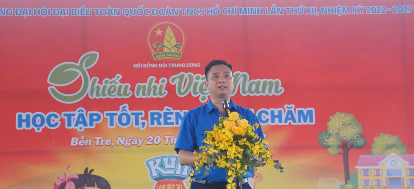 Anh Lê Anh Quân, Phó Chủ tịch Hội đồng Đội Trung ương phát biểu