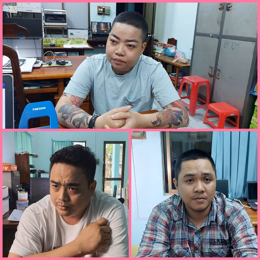 Các bị can tại cơ quan công an.