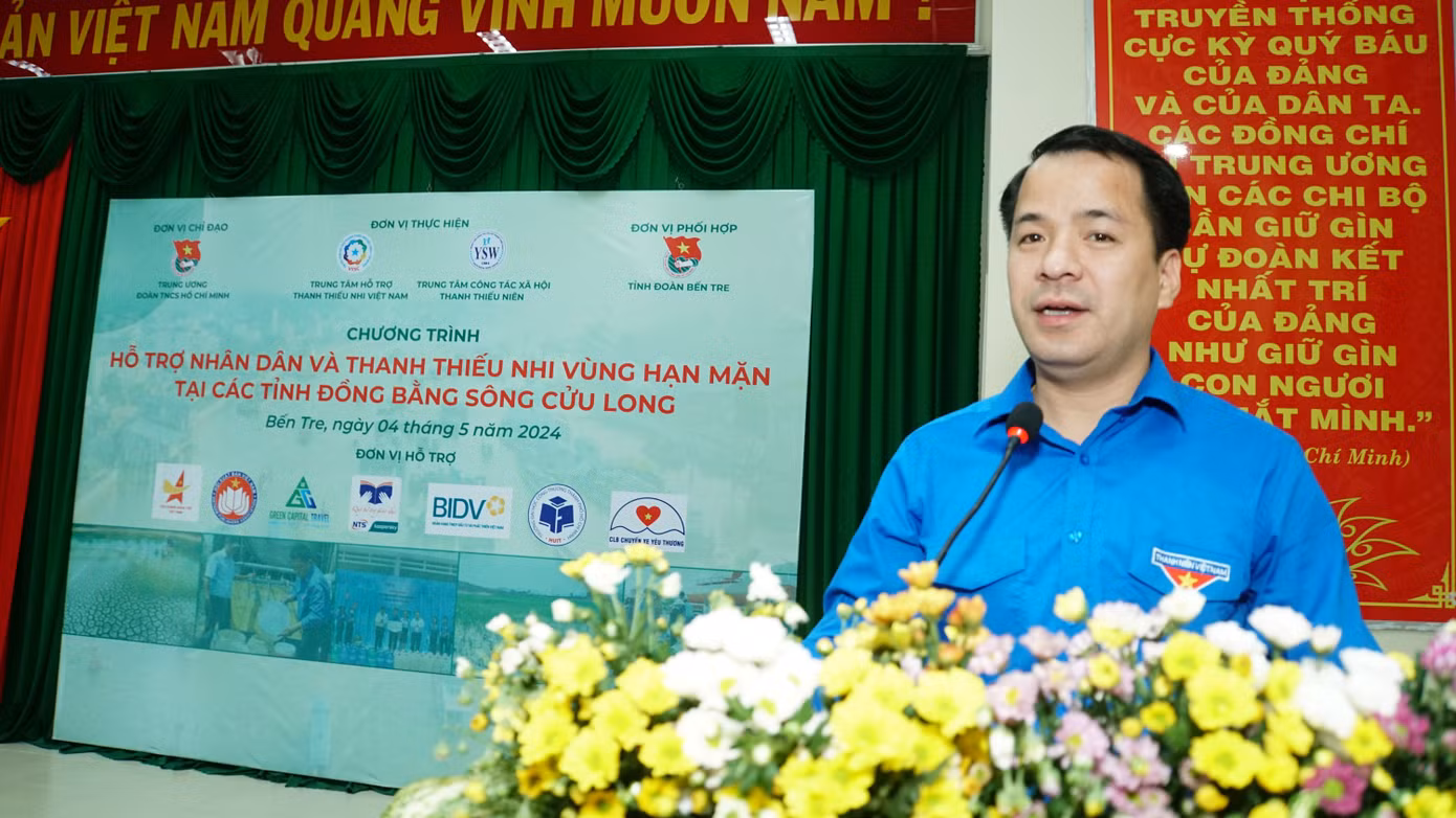 Anh Ngô Văn Cương - Bí thư Trung ương Đoàn phát biểu tại chương trình. Ảnh: Hòa Hội
