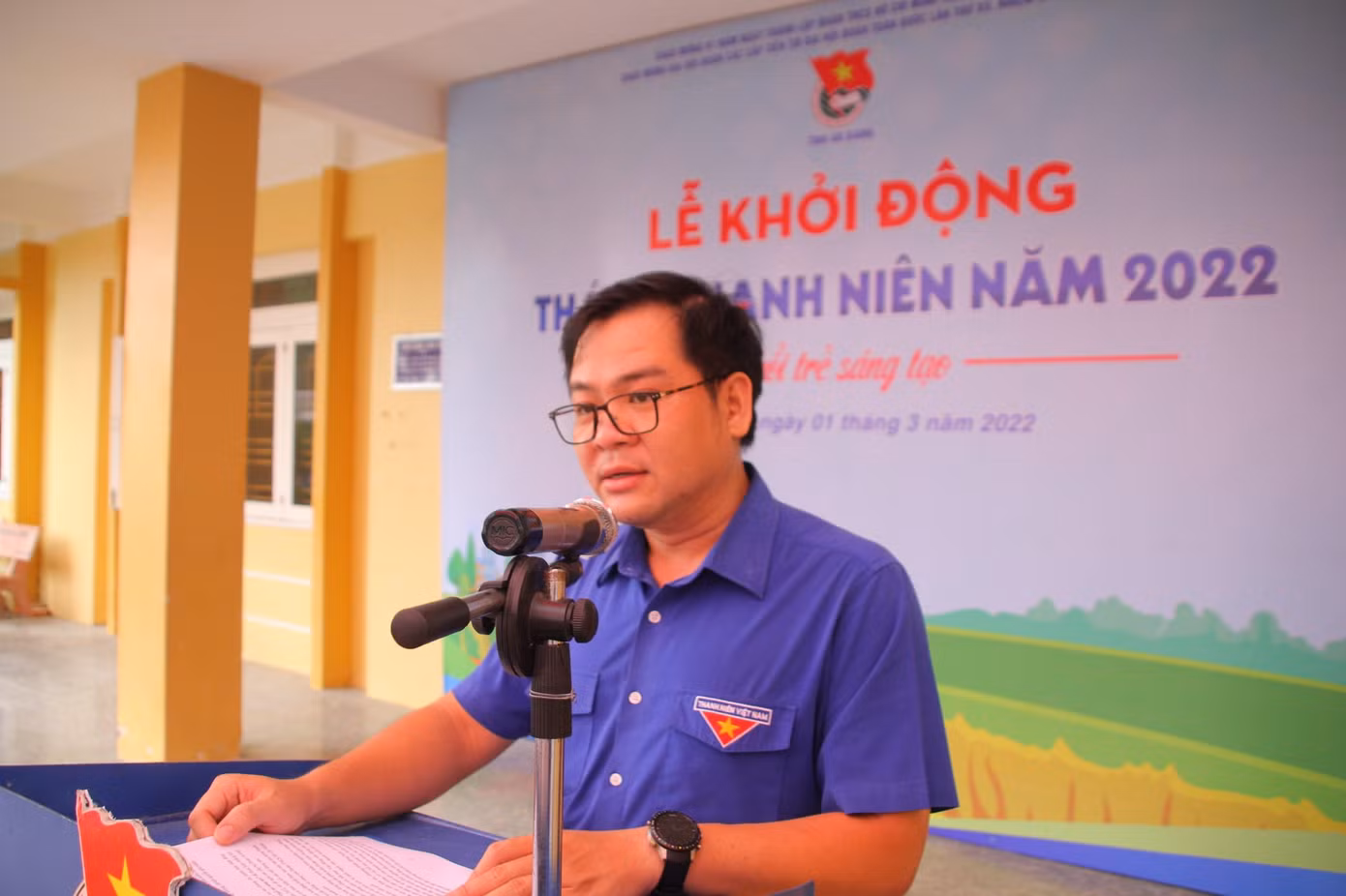Anh Phan Duy Bằng, Phó Bí thư Tỉnh đoàn An Giang phát biểu