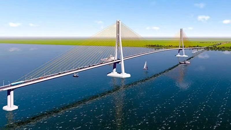 Phối cảnh cầu Đại Ngãi nối tỉnh Trà Vinh - Sóc Trăng. Ảnh: Ban 85.