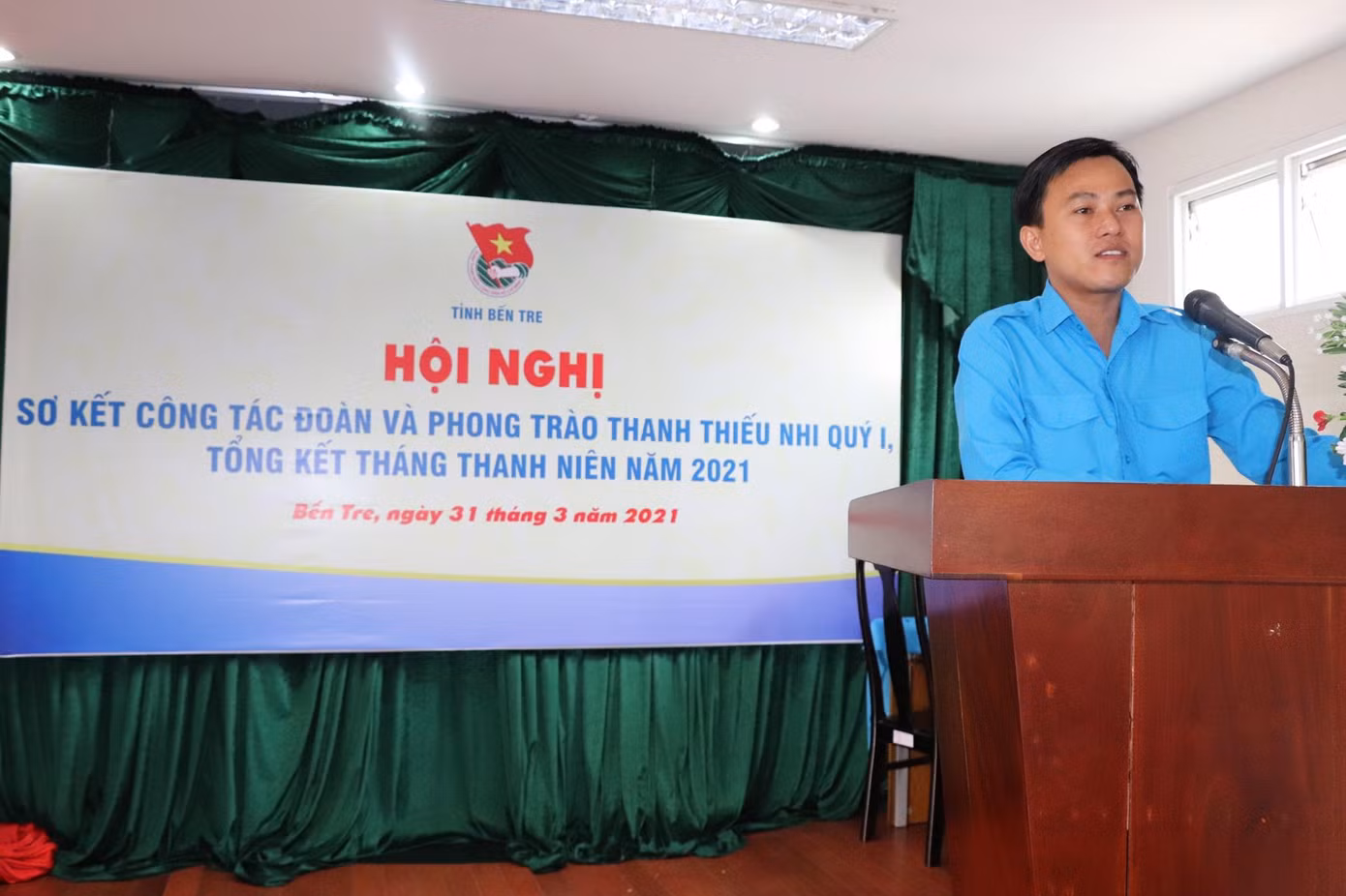 Anh Hà Quốc Cường, Bí thư Tỉnh đoàn Bến Tre phát biểu