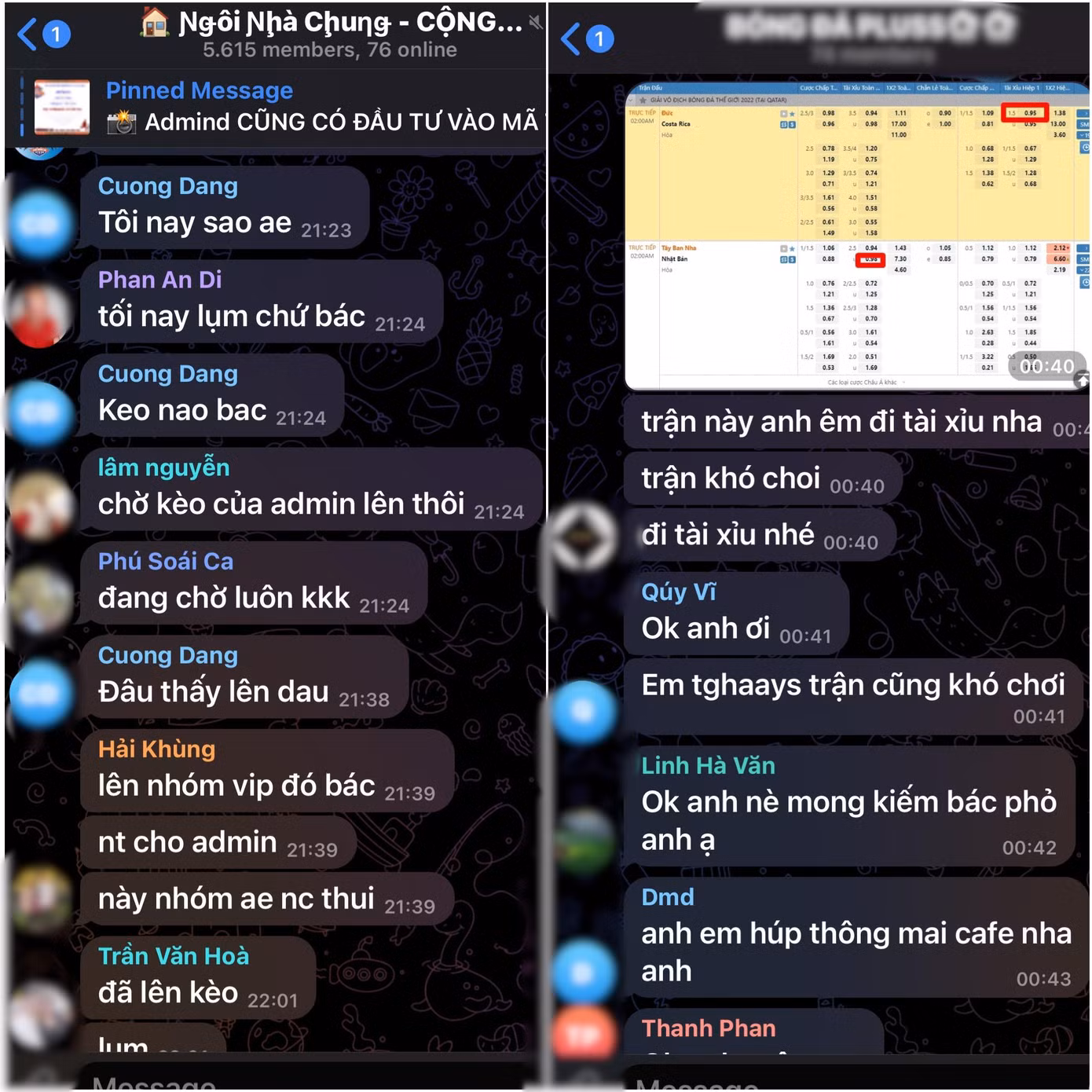 “Chốt kèo” trên Telegram - nền tảng rất khó quản lý, bởi người chơi không phải tiết lộ danh tính.