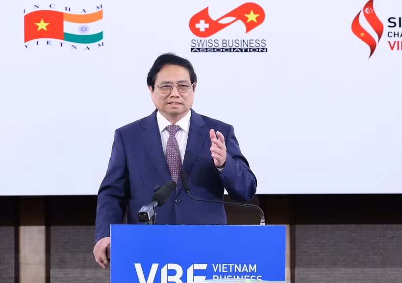 Thủ tướng Phạm Minh Chính phát biểu tại Hội nghị gặp gỡ cộng đồng doanh nghiệp FDI và VBF 2024 (ảnh: TTXVN). Thủ tướng Phạm Minh Chính phát biểu tại Hội nghị gặp gỡ cộng đồng doanh nghiệp FDI và VBF 2024 (ảnh: TTXVN).