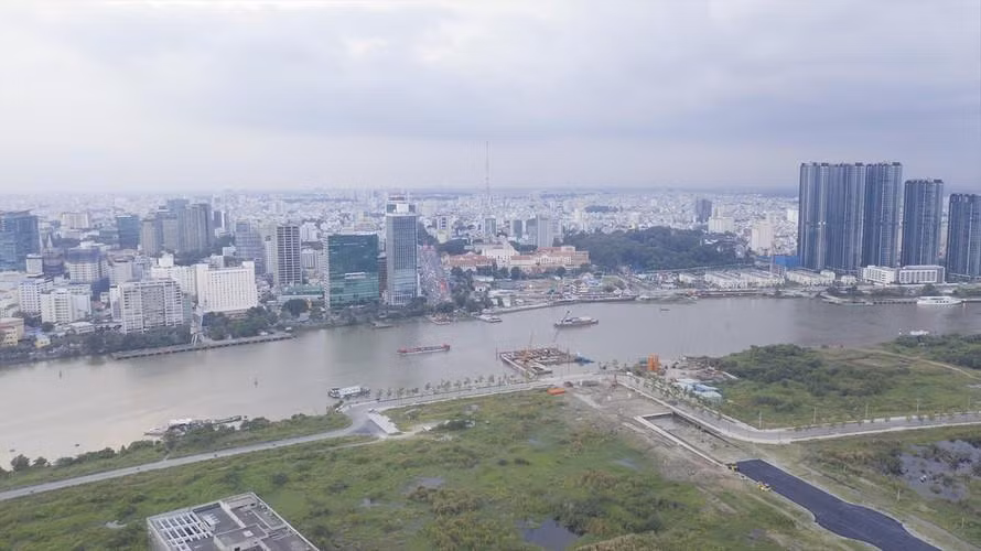 Khu đô thị Thủ Thiêm nhìn từ hướng sông Sài Gòn. Ảnh: TP