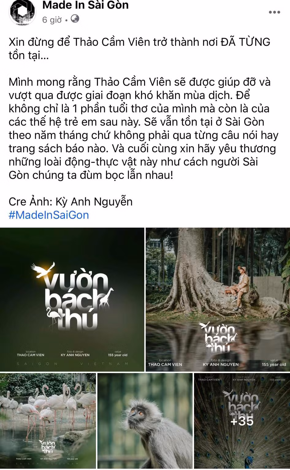Bài đăng với thông điệp ý nghĩa từ trang Made in Sài Gòn. Ảnh chụp màn hình.