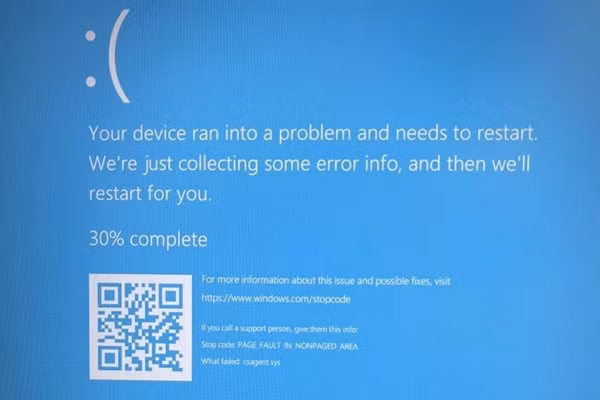 Màn hình báo lỗi mà một số người dùng Windows đang gặp phải vào chiều 19/7. Ảnh: The Straits Times.