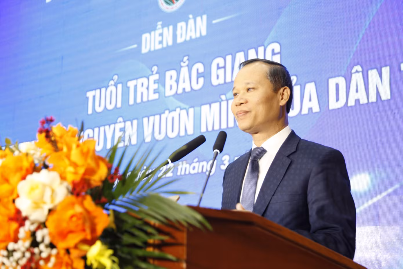 Phó Chủ tịch Thường trực UBND tỉnh Bắc Giang Mai Sơn phát biểu tại chương trình. Ảnh: Nguyễn Thắng