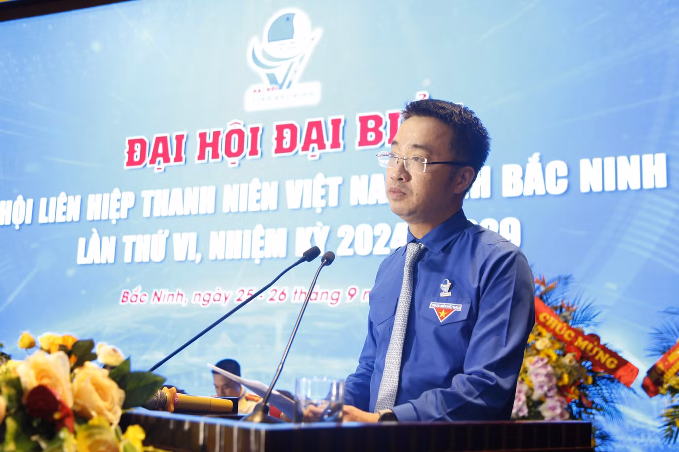 Bí thư Trung ương Đoàn, Phó Chủ tịch Hội LHTN Việt Nam Nguyễn Tường Lâm phát biểu tại đại hội. Ảnh: Nguyễn Thắng