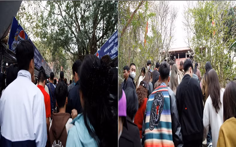 Dòng người nô nức lên Chính điện chùa Phật Tích. Ảnh: Nguyễn Thắng.